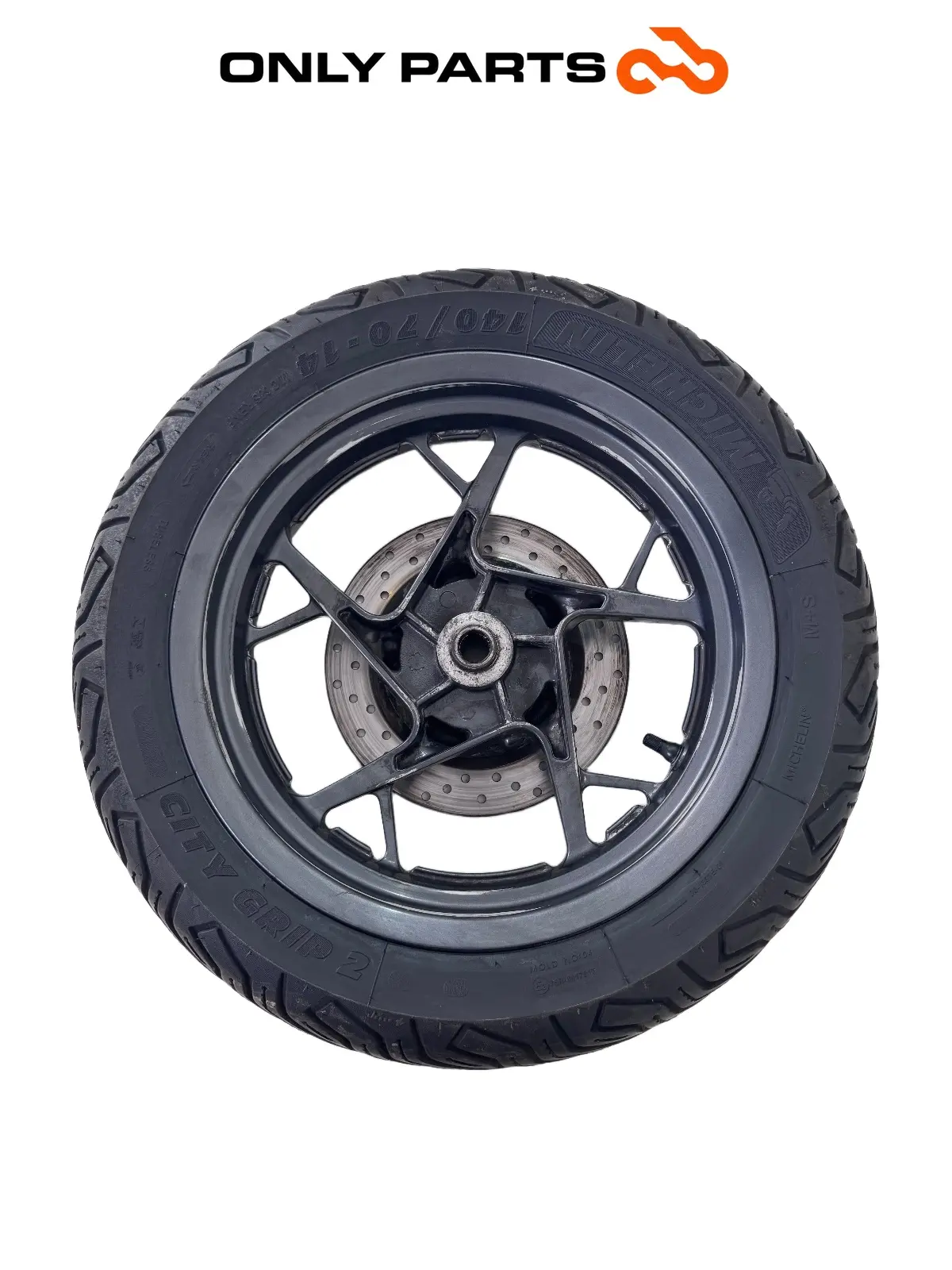 Gebrauchte Cerchio posteriore completo disco abs Yamaha X-max 125cc 2014 Grigio opaco — echtes Foto 2
